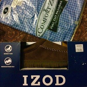 ComfortsMen Bundle Package.  Cushion loafers, medium sized comfort night wear,
